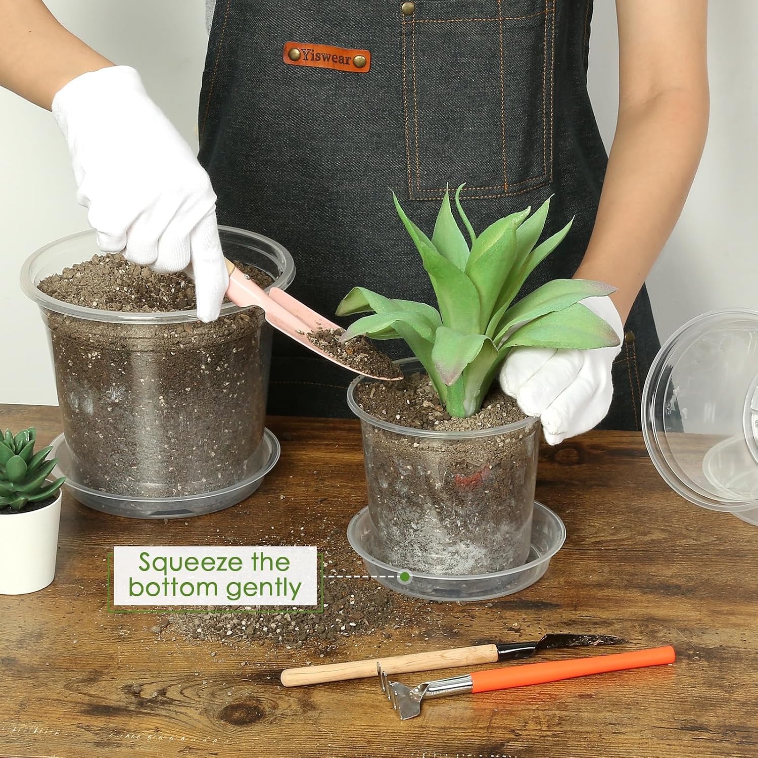 Clear Nursery Pots with Saucers, 20 Pack, 4 to 7 inch